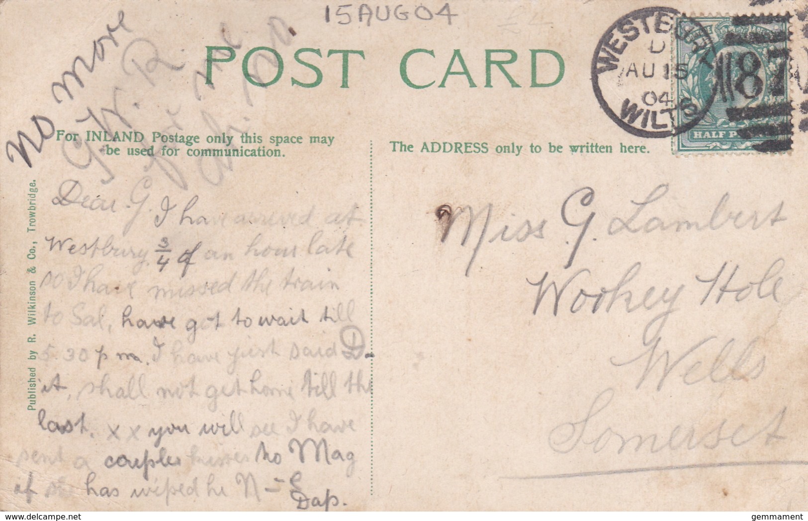 1904 WESTBURY, WILTS  DUPLEX CANCELLATION - Poststempel