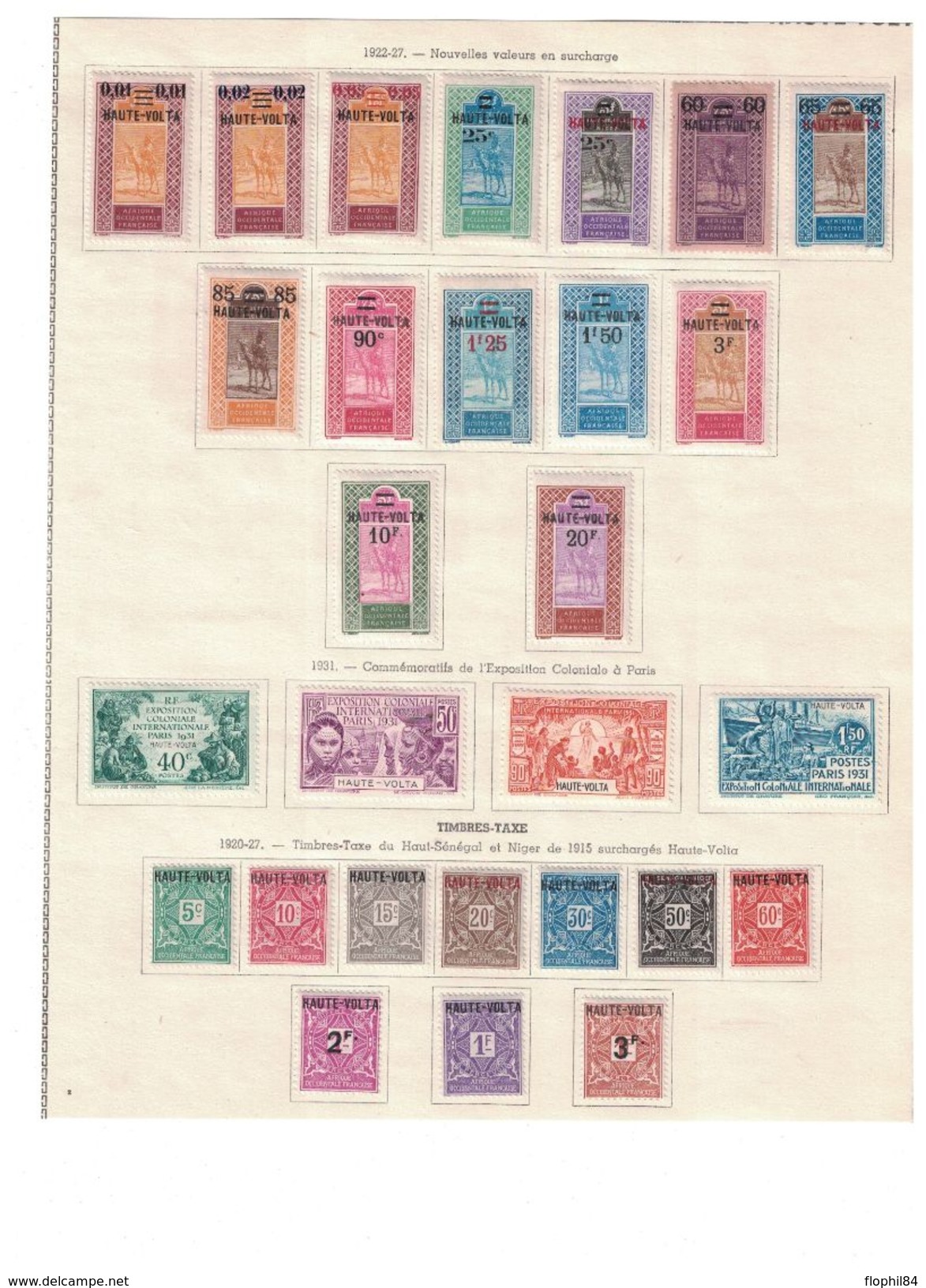 HAUTE VOLTA - COLLECTION COMPLETE DE 89 TIMBRES NEUFS SUR 3 PAGE D'ALBUM - COTE 295€ (P1). - Neufs