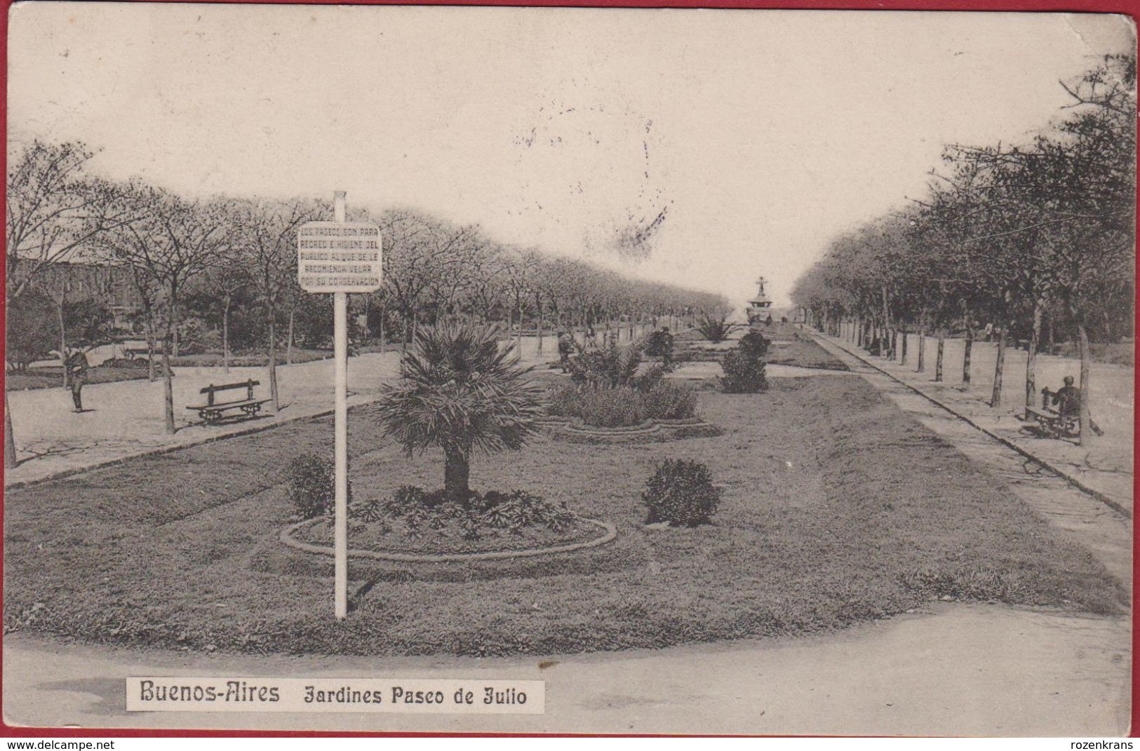 Republica Argentina Argentine Buenos Aires Jardines Paseo De Julio RARE OLD POSTCARD (fold) - Argentine