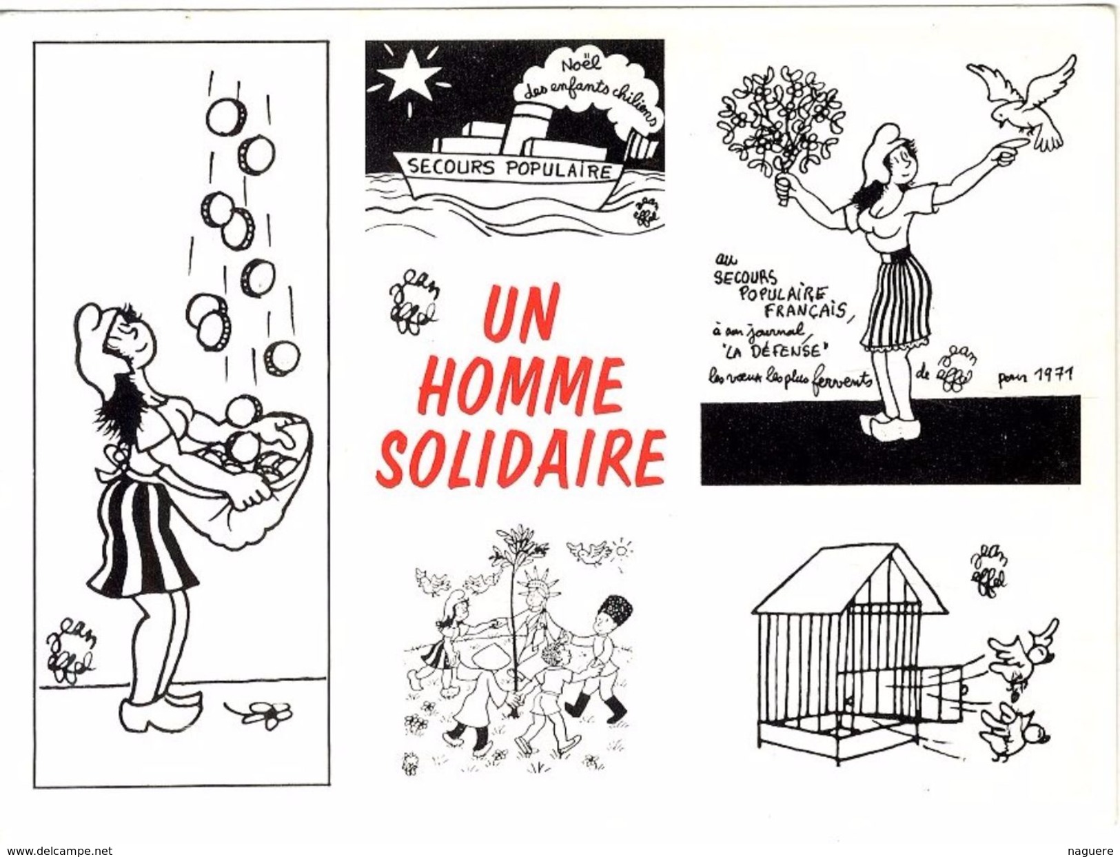 JEAN EFFEL  -  UN HOMME SOLIDAIRE  SECOURS POPULAIRE FRANCAIS  - - Effel