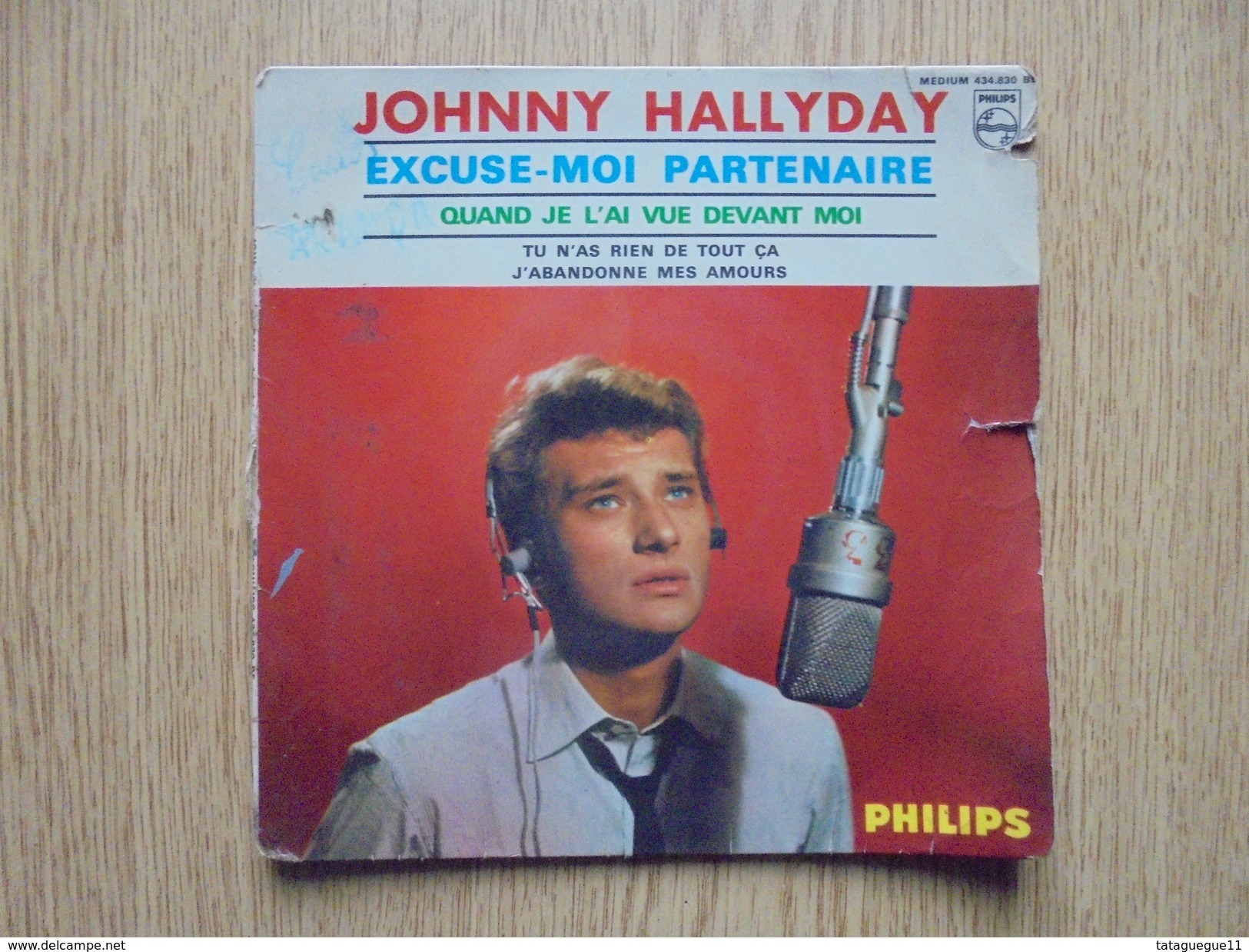 Ancien - Pochette Disque 45 T JOHNNY HALLYDAY Excuse Moi Partenaire 4 Titres - Toebehoren En Hoezen