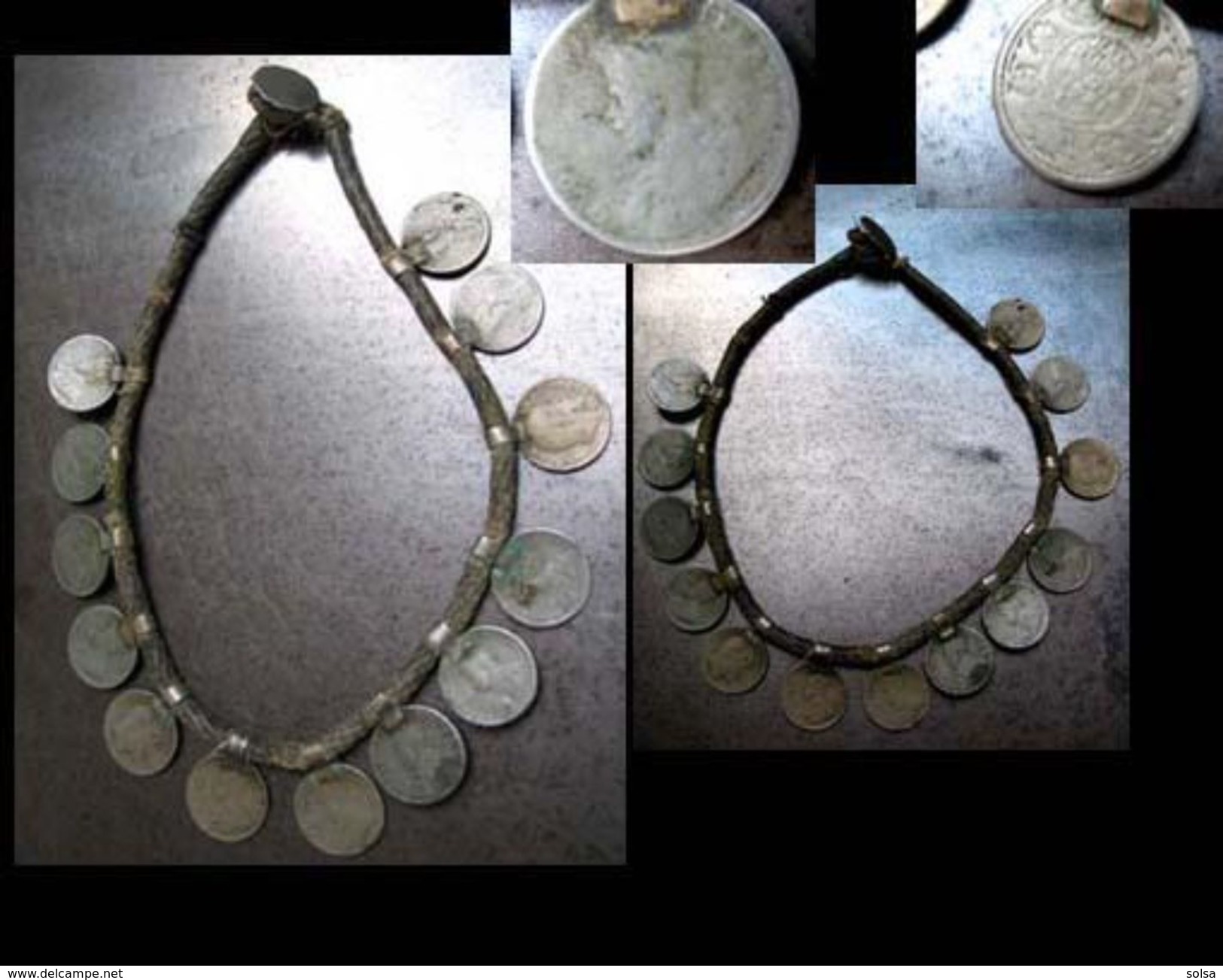 Beau Collier THARU Pièces De 1910 / Old Coin Necklace From Nepal - Other & Unclassified