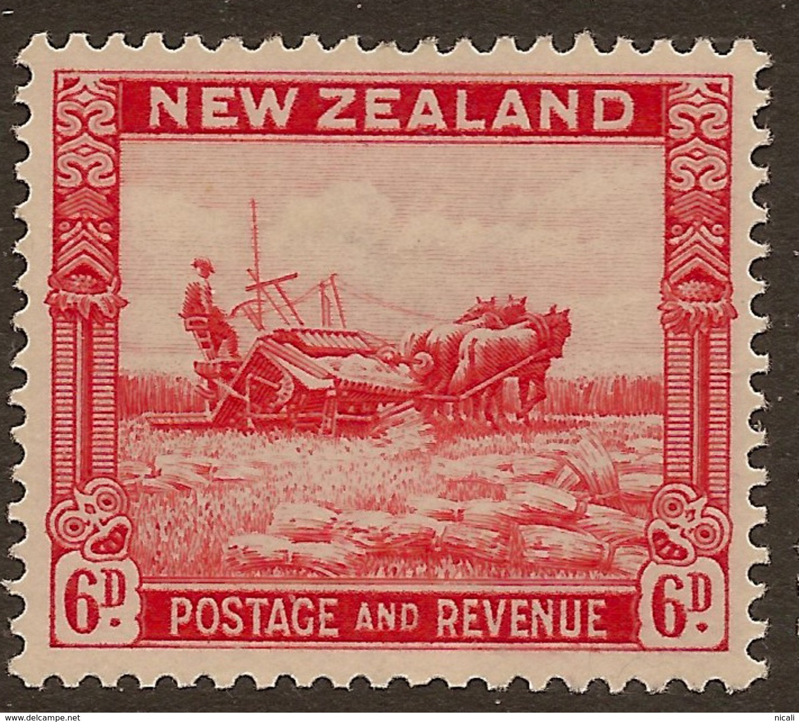 NZ 1935 6d Harvesting SG 564 HM #ABP22 - Unused Stamps