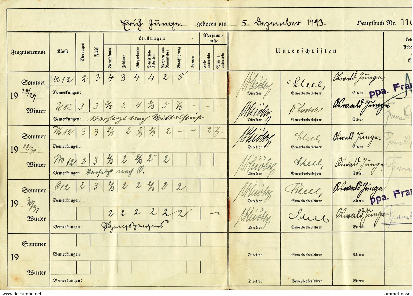 Görlitz 1931 -  Halbjahreszeugnisse Der Städtischen Gewerblichen Berufsschule - Diplome Und Schulzeugnisse