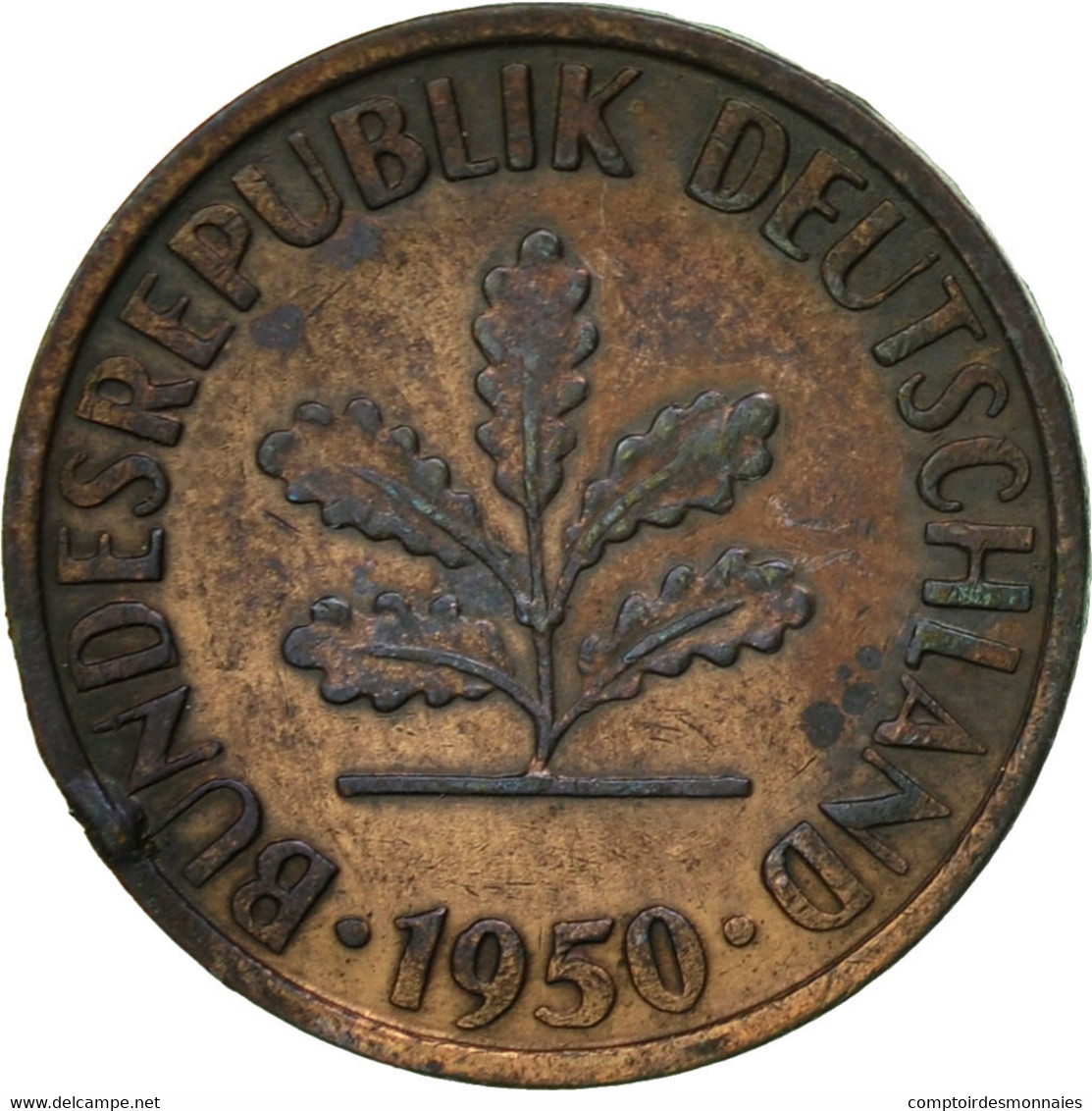 Monnaie, République Fédérale Allemande, Pfennig, 1950, Hambourg, TTB, Copper - 1 Pfennig
