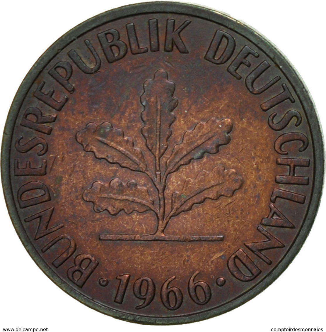 Monnaie, République Fédérale Allemande, Pfennig, 1966, Hambourg, TTB, Copper - 1 Pfennig