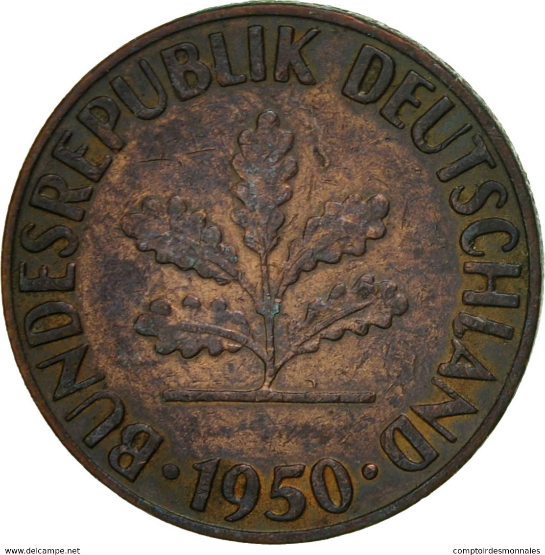 Monnaie, République Fédérale Allemande, Pfennig, 1950, Stuttgart, TTB, Copper - 1 Pfennig