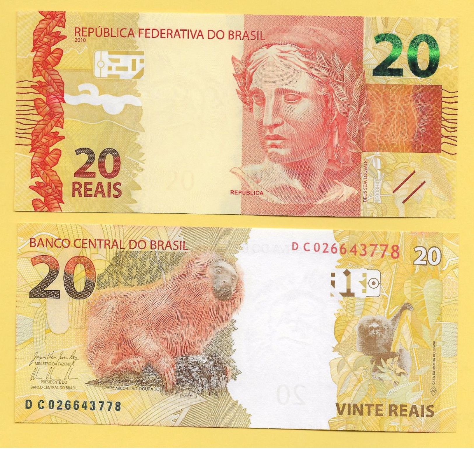 Brazil 20 Reais P-255b 2010 UNC - Brasile