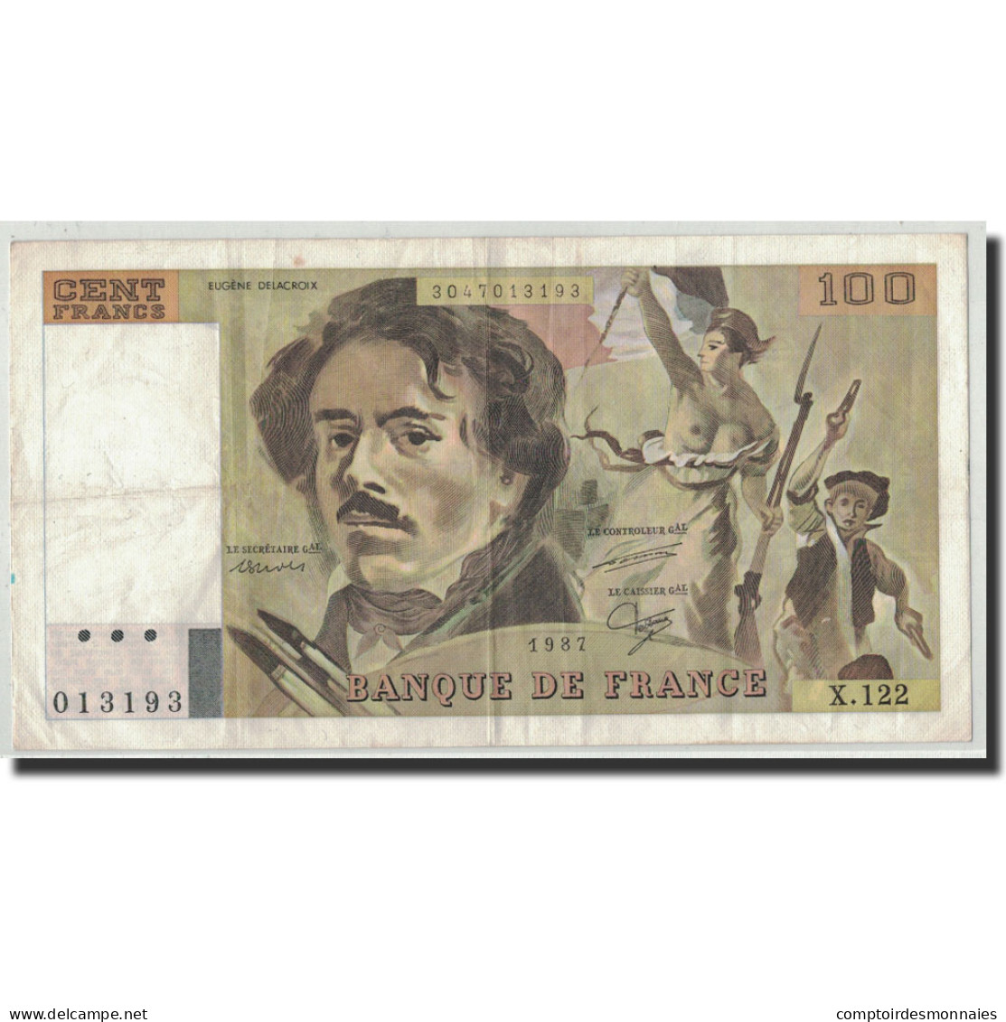 Billet, France, 100 Francs, 1987, TTB+, Fayette:69.11, KM:154c - 100 F 1978-1995 ''Delacroix''