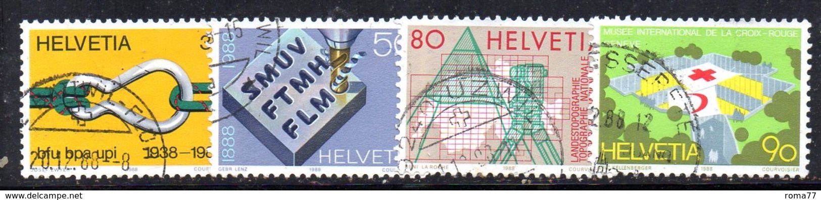 BIG - SVIZZERA 73 , 1988 : Serie Unificato N. 1304/1307  Usata . - Used Stamps
