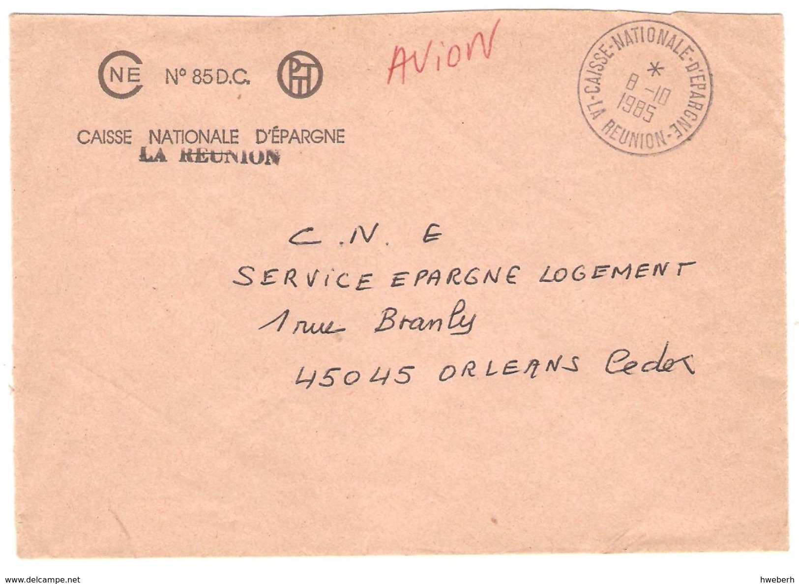 1985 L En Franchise Cachet "CAISSE NATIONALE D'EPARGNE - LA REUNION" -TB - Lettres & Documents