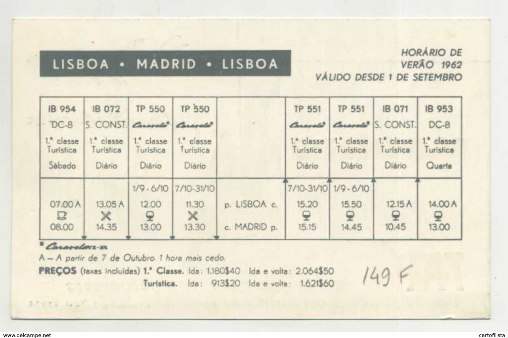 Airways, Airline Company TAP, Portuguese Airlines, Timetable  (2 Scans) - Europe