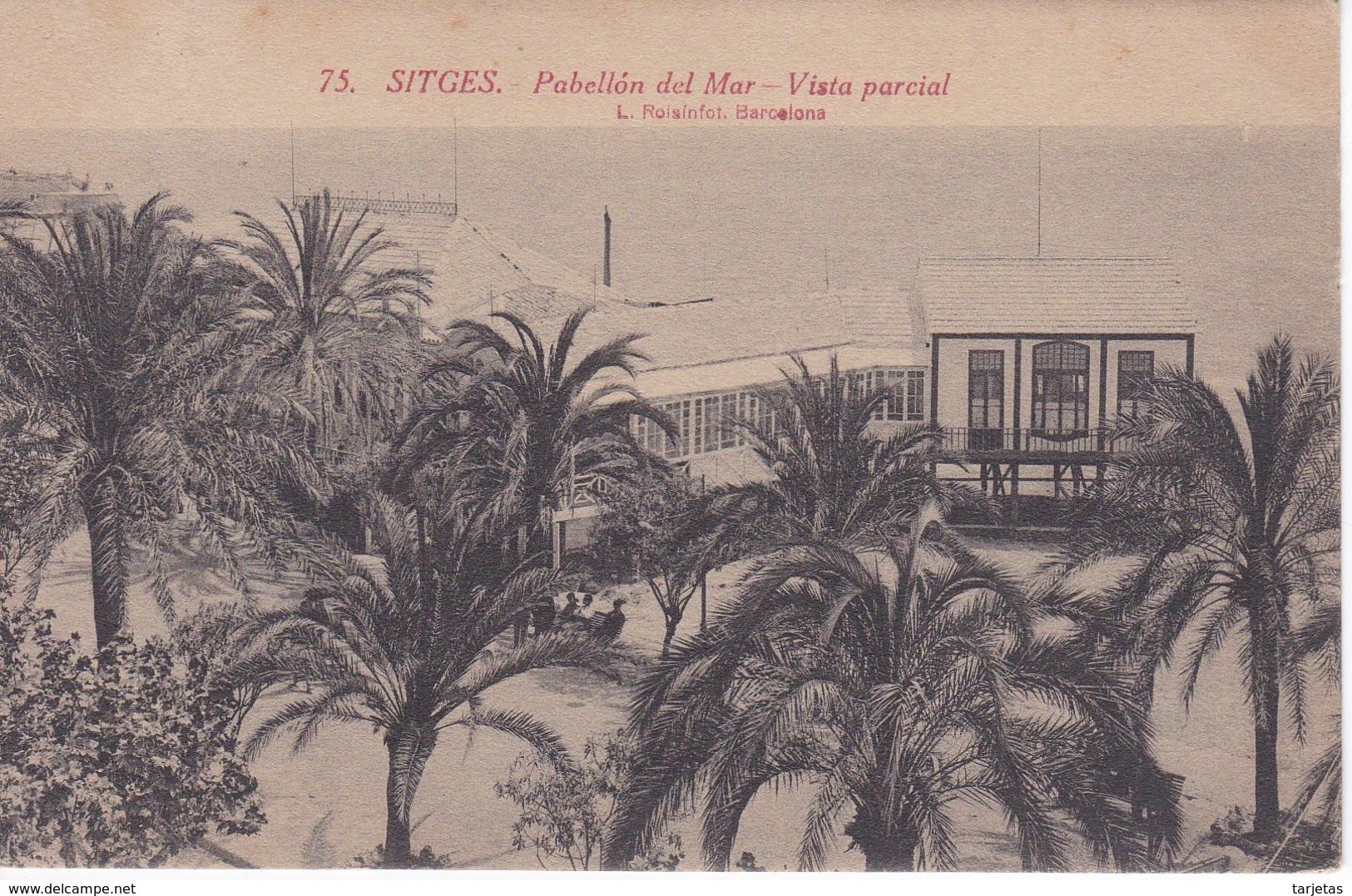 75 POSTAL DE SITGES DEL PABELLON DEL MAR VISTA PARCIAL DEL AÑO 1919 (ROISIN) - Barcelona