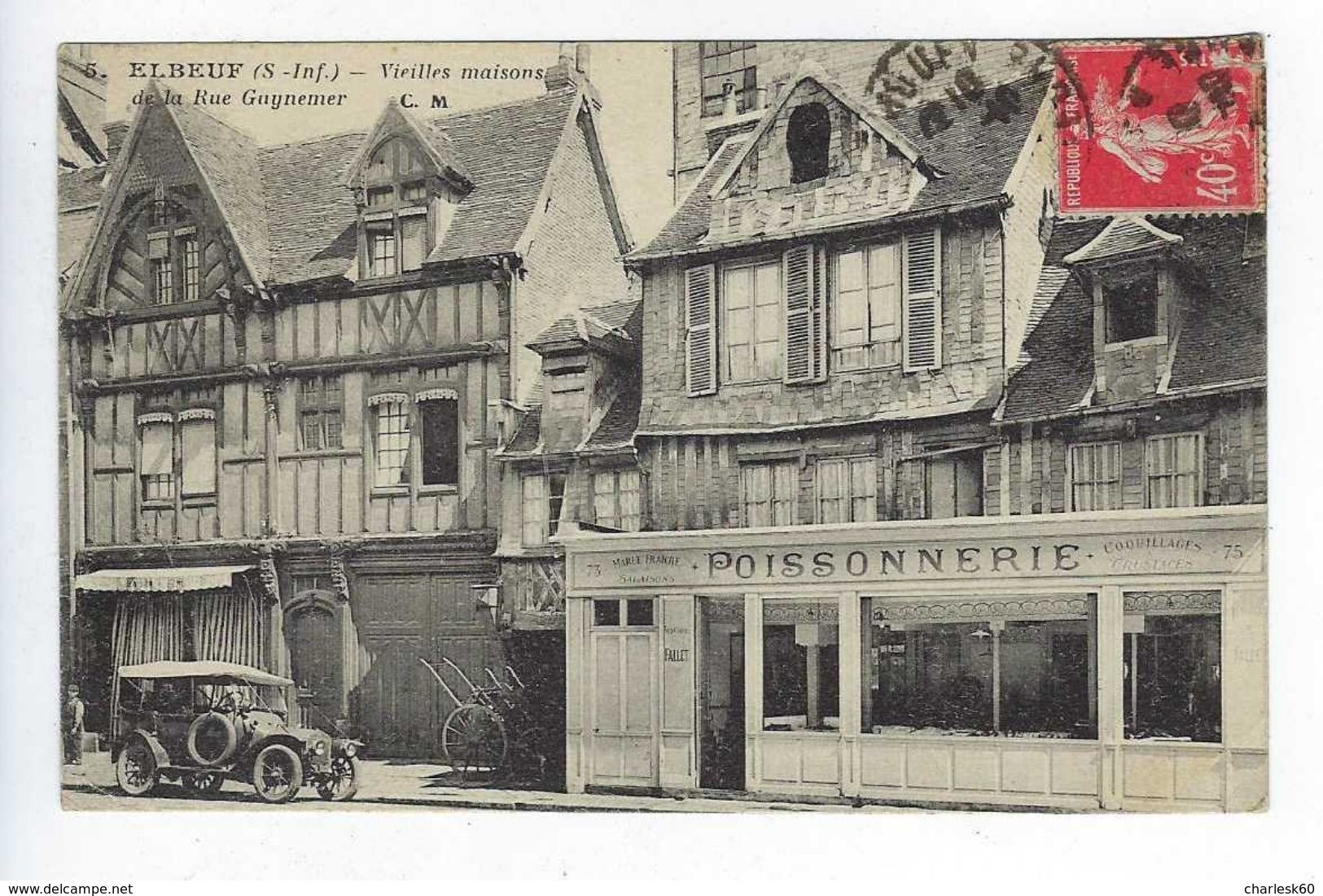 CPA Animée Elbeuf Environs De Rouen Vieilles Maisons De La Rue Guynemer C.M. N° 5 - Elbeuf