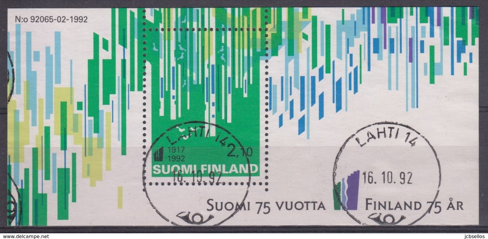 FINLANDIA 1992 Nº HB-9 USADO - Blokken & Velletjes