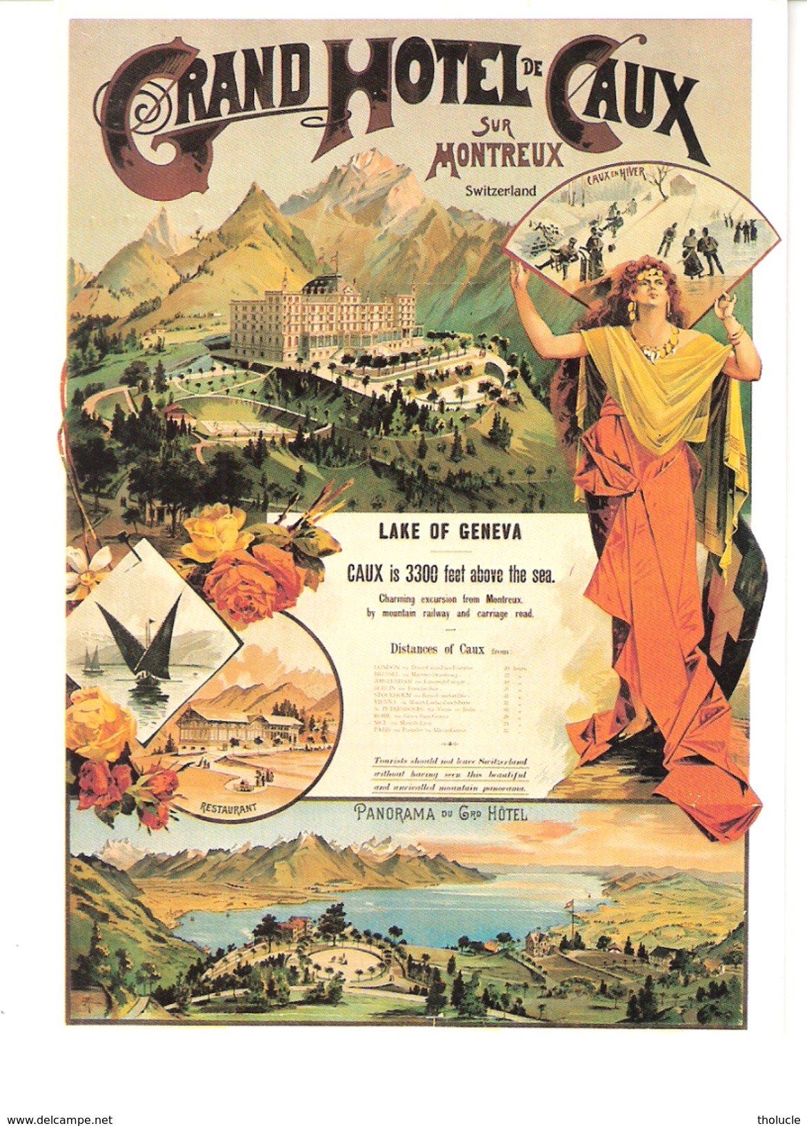 Switzerland-Schweiz-Suisse-Grand Hotel De Caux Sur Montreux (Vaud)-Reproduction Affiche De 1890-verlag Biregg AG, Luzern - Montreux