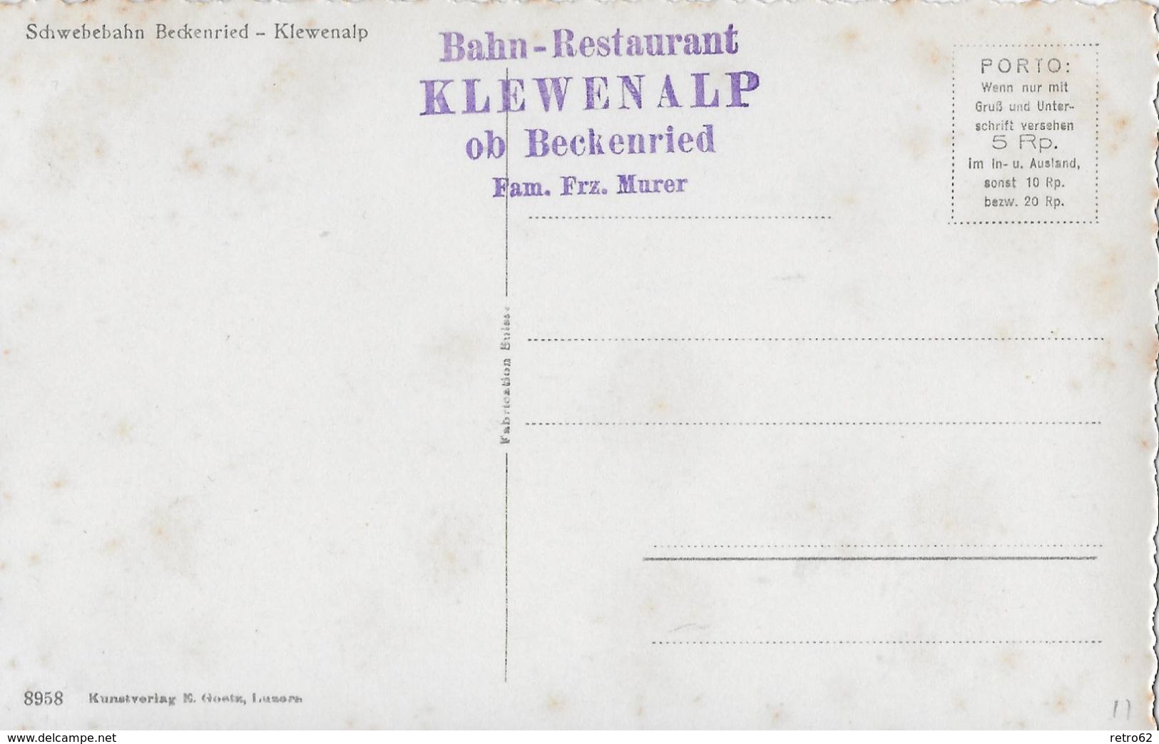 BECKENRIED - Alte Schwebebahn Auf Die Klewenalp, Ca.1950 - Beckenried