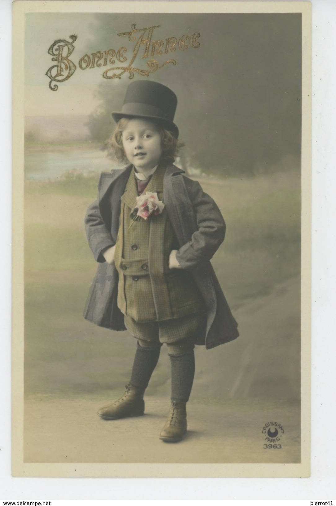 ENFANTS - Jolie Carte Fantaisie Petit Garçon élégant Avec Chapeau - Portraits