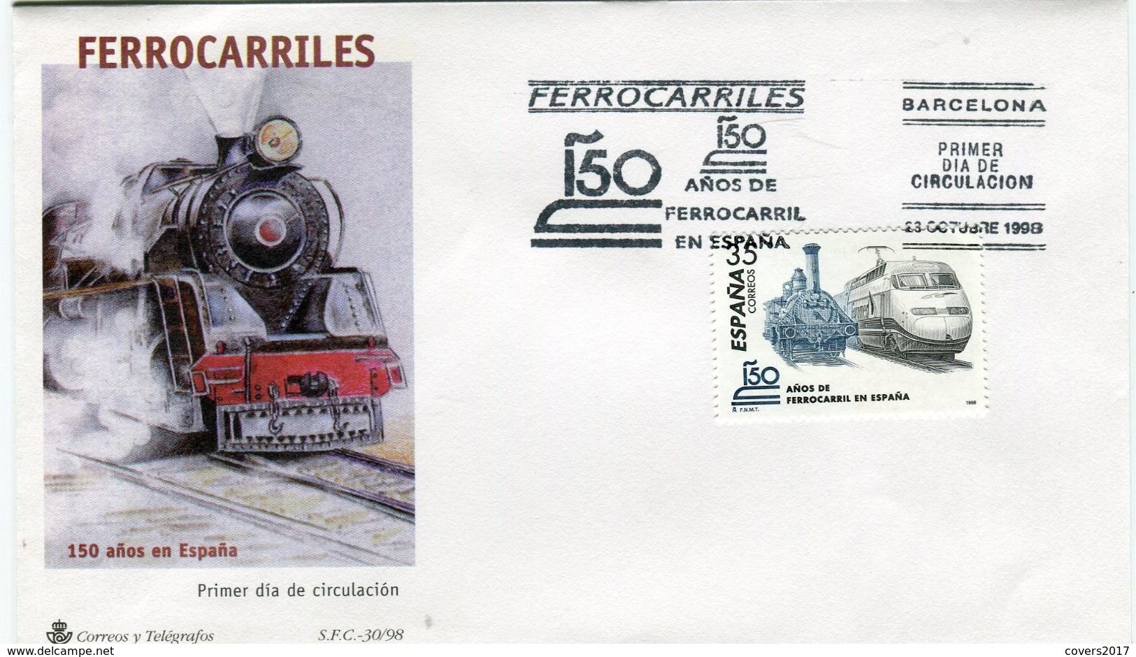 Spain FDC 23.X.1998 Trains - FDC