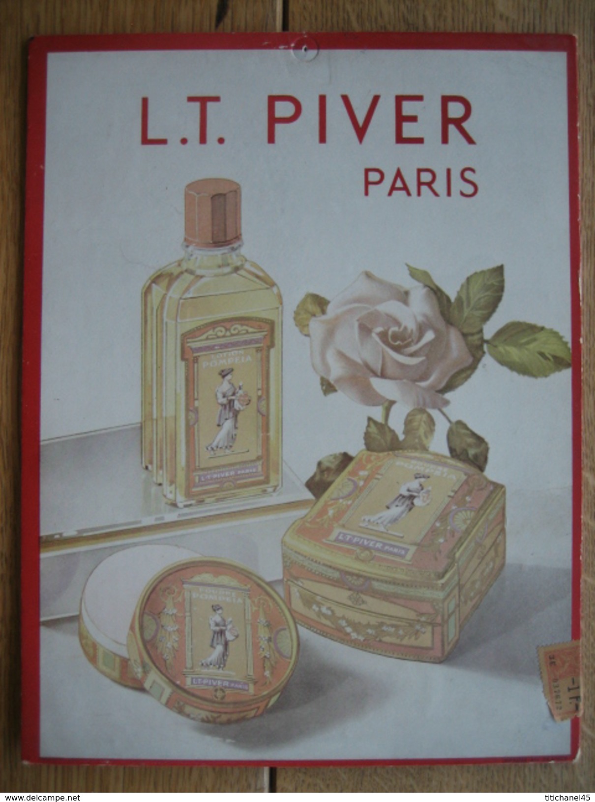 Originale Ancienne  Plaque Publicitaire En Carton L.T. PIVER Paris - Poudre Et Lotion POMPEIA - 21 X 27,5 Cm - Plaques En Carton