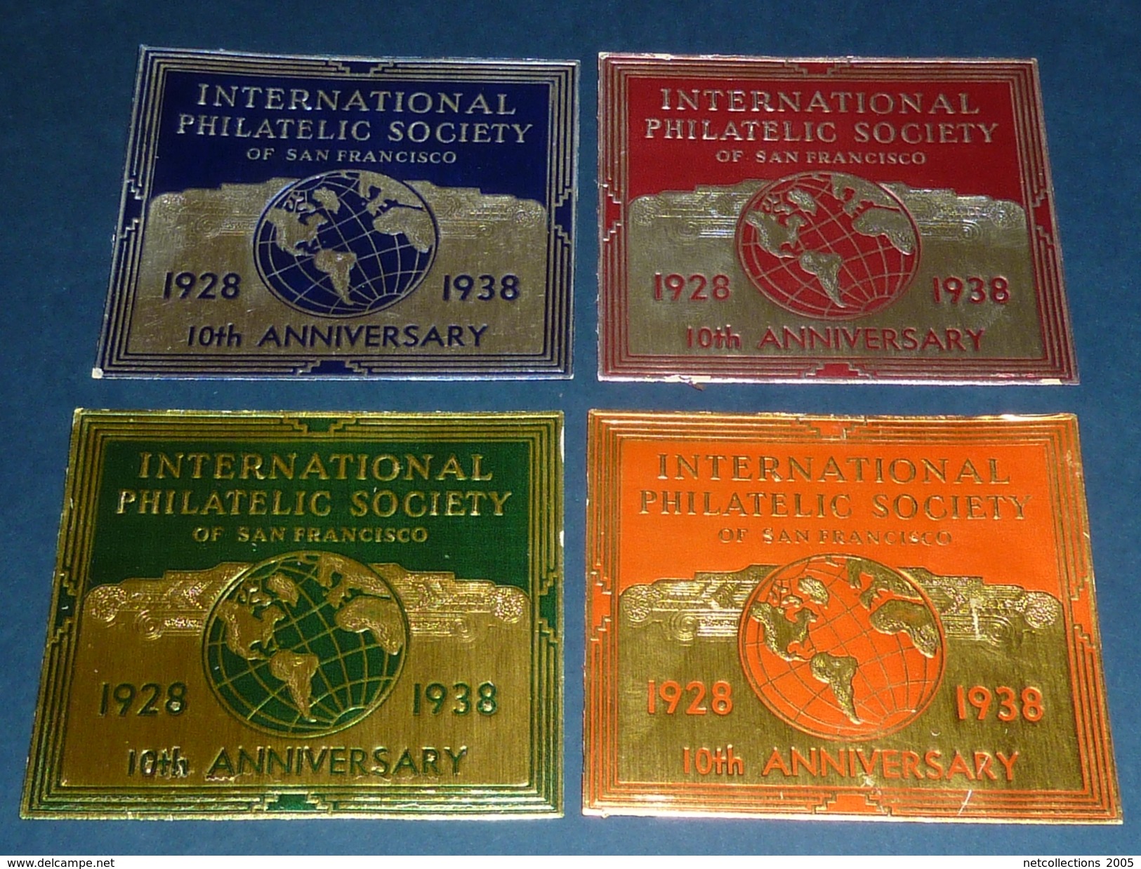 TIMBRE LOT DE 4 VIGNETTES PUBLICITAIRES INTERNATIONAL PHILATELIC SOCIETY OF SAN FANCISCO 1928-1938 10th ANNIVERSARY (T) - Other & Unclassified