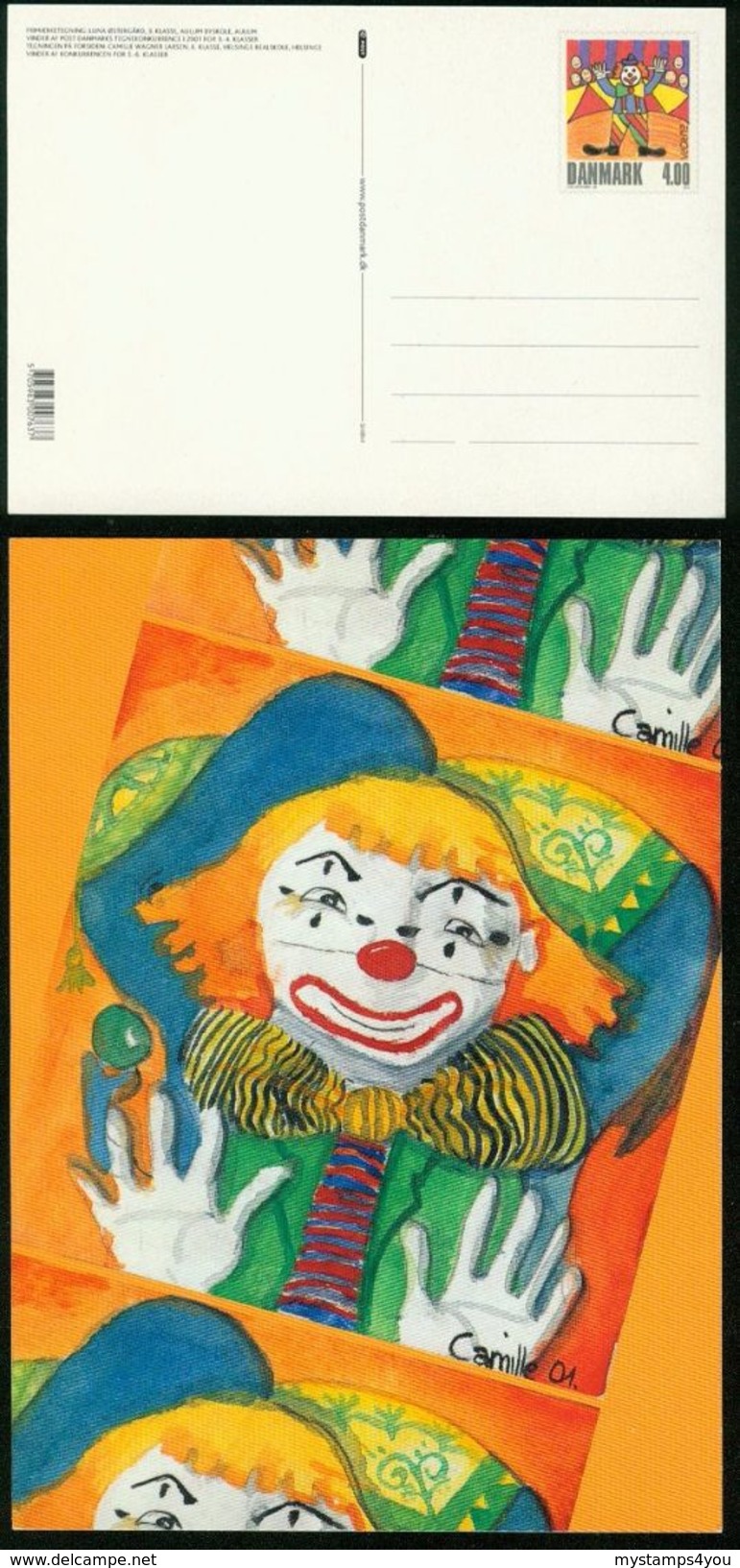 GA Dänemark Ganzsache 2002 - Postkarte MiNr P 323 Motiv 04 - Mint - Zirkus Clown - Entiers Postaux