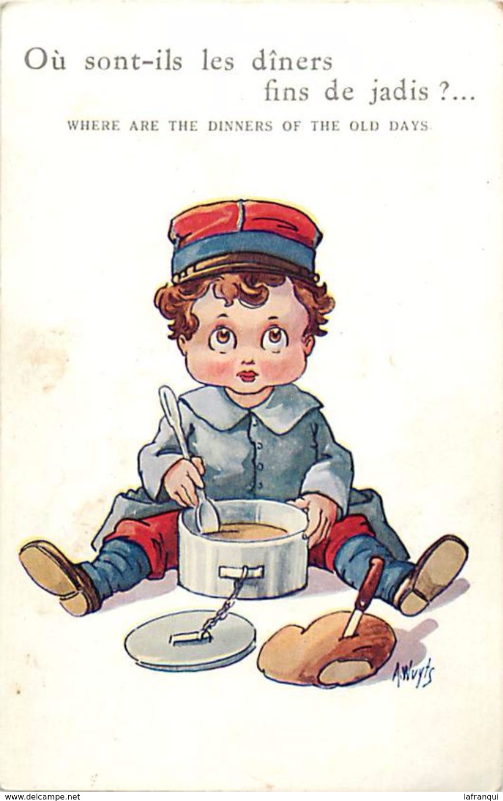 -ref V479- Illustrateurs - Illustrateur Wuyts - Enfants - Guerre 1914-18- Le Diner   - Carte Bon Etat - - Wuyts