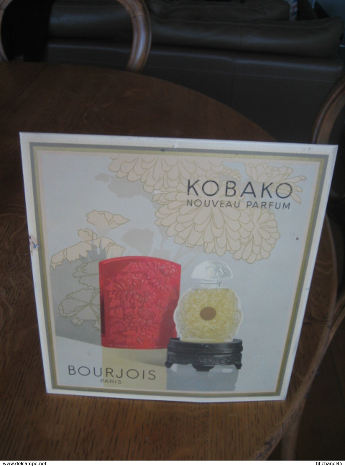 Très Belle Impression Lithographique Sur Tôle Du Parfum KOBAKO De BOURJOIS (années 30) - 22 X 24 Cm - Autres & Non Classés