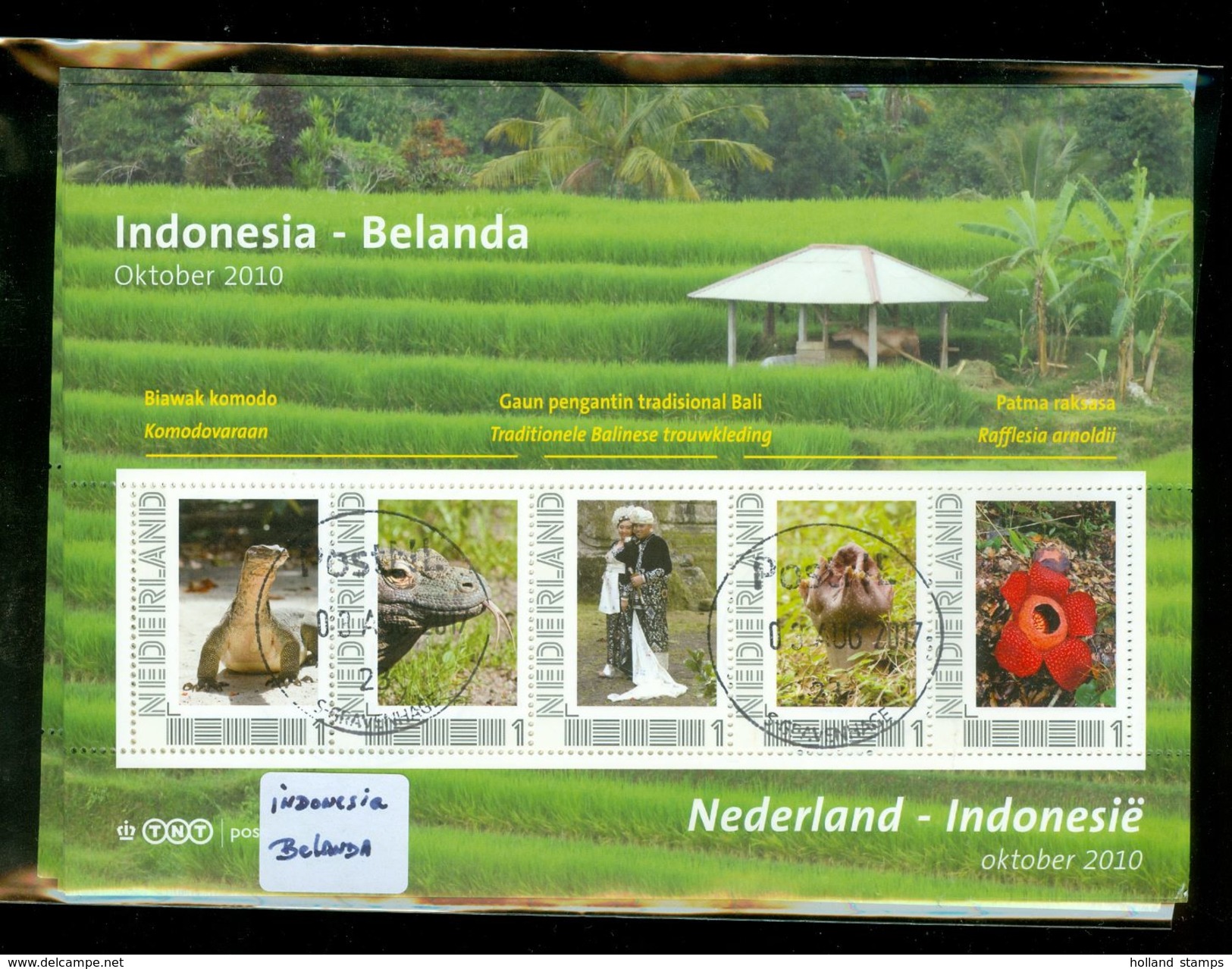 NEDERLAND 2010 * BLOK * BLOCK * BLOC * INDONESIA - BELANDA  * POSTFRIS GESTEMPELD - Oblitérés