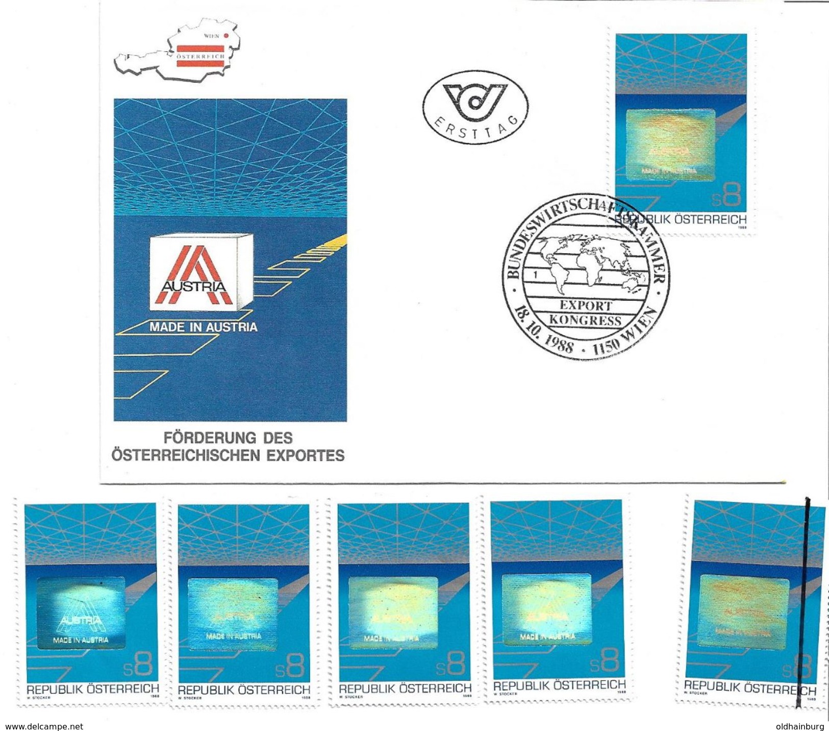 1501m: Österreich 1988, Österreichischer Export, FDC Und Gesamt 4mal **/o, Plus Mustermarke - Hologrammen