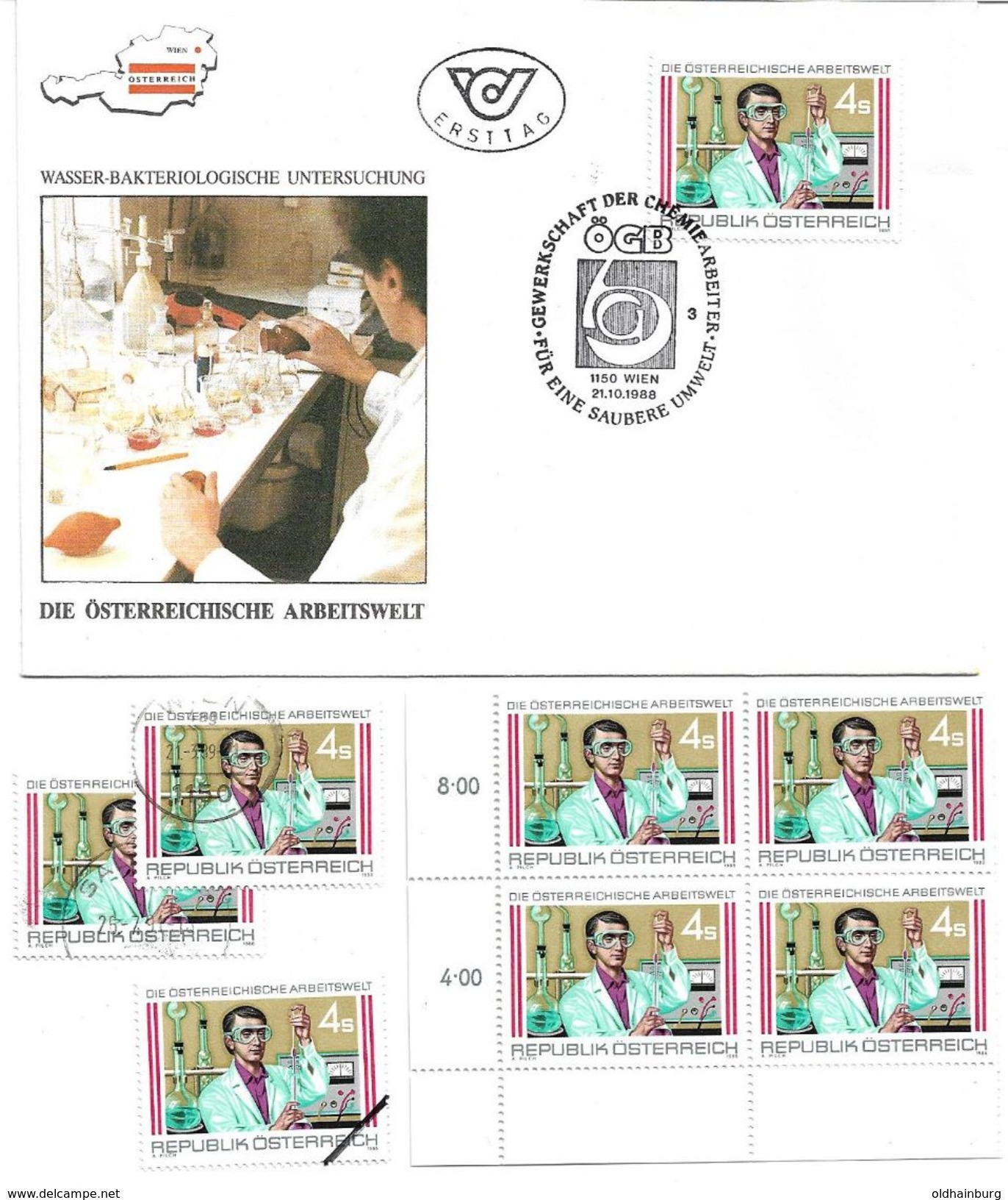 1501h: Österreich 1988, Wasser- Bakteriologische Untersuchung, FDC Und Gesamt 6mal **/o, Plus Mustermarke - Polucion