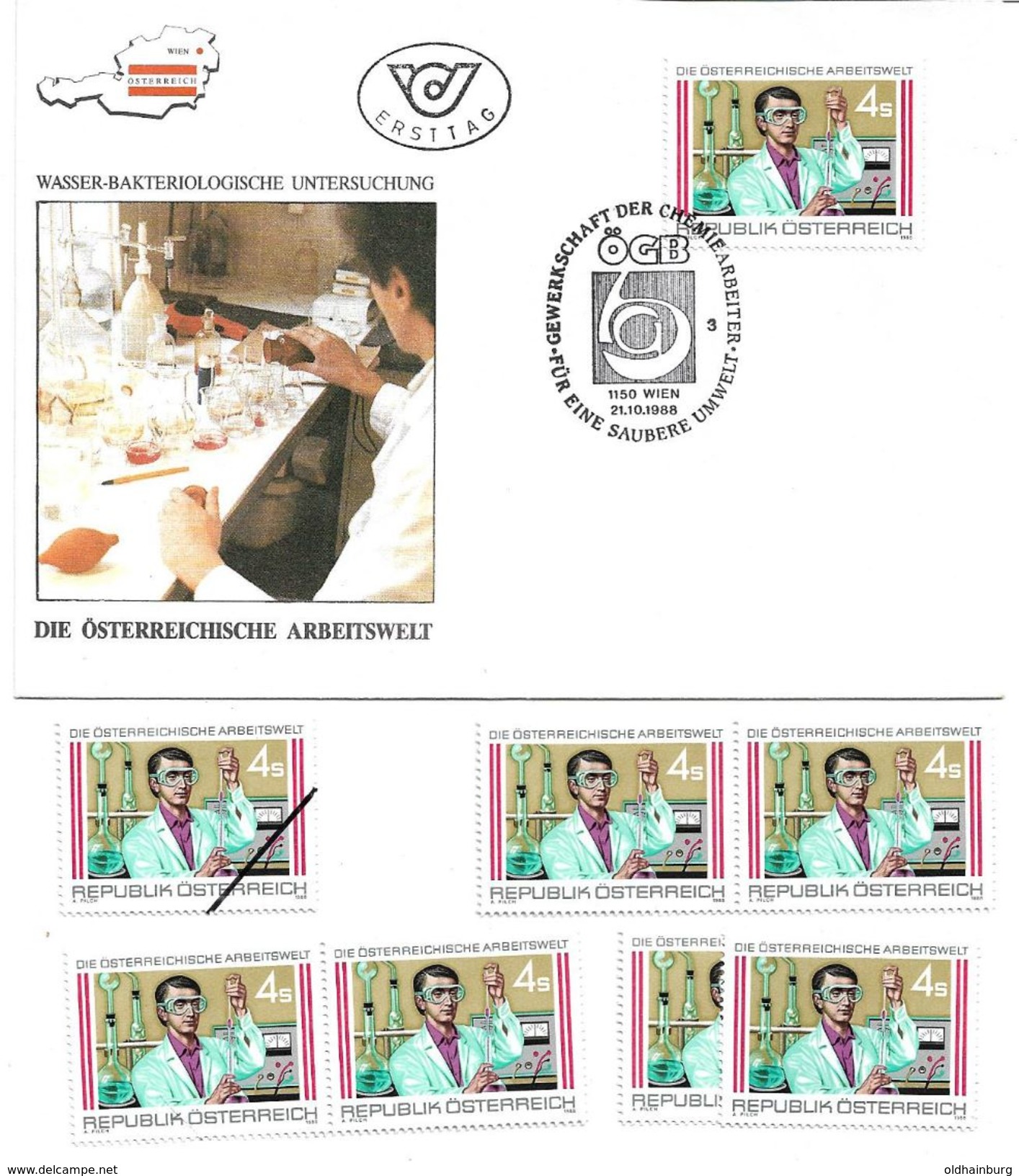 1501g: Österreich 1988, Wasser- Bakteriologische Untersuchung, FDC Und Gesamt 6mal **/o, Plus Mustermarke - Krankheiten