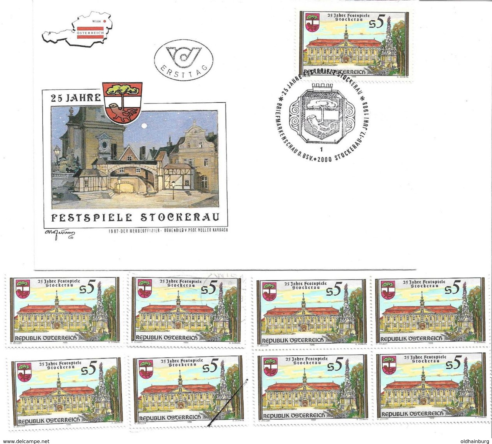 1501z4: Österreich 1988, Festspiele Stockerau, Ersttag Und Gesamt 6mal ** Briefmarken Plus Mustermarke - Stockerau