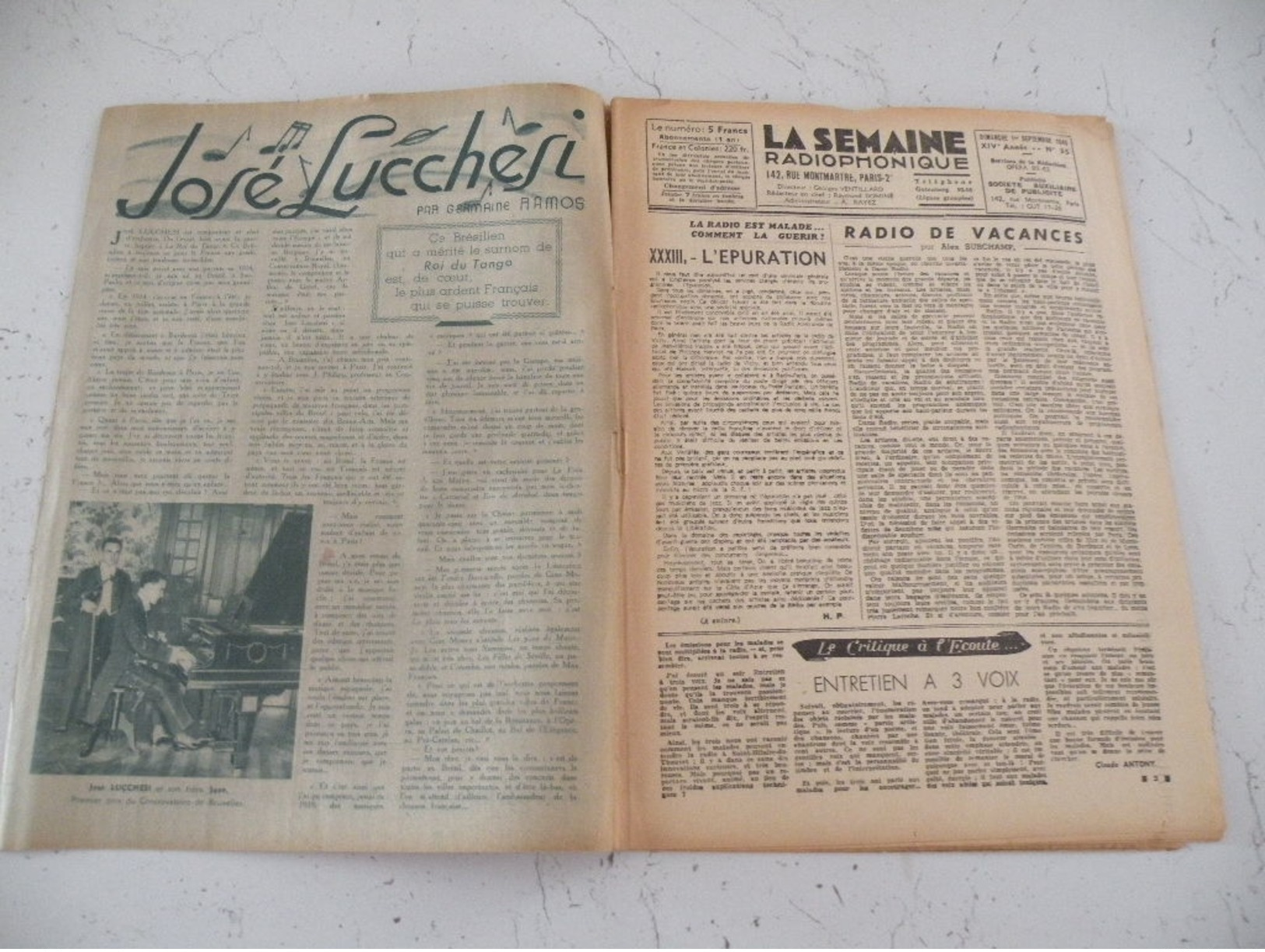 La Semaine Radiophonique N°35 > 1.9.1948 > José Lucchesi > France & étranger 18 Pages - Storia