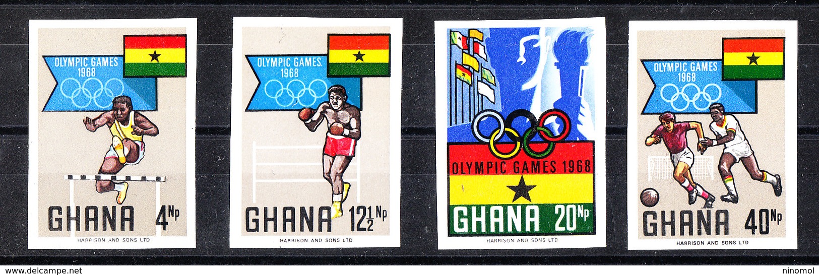 Ghana -   1969.  Calcio, Atletica, Boxe. Soccer, Atlhetic. Complete MNH Imperf. Series - Verano 1968: México