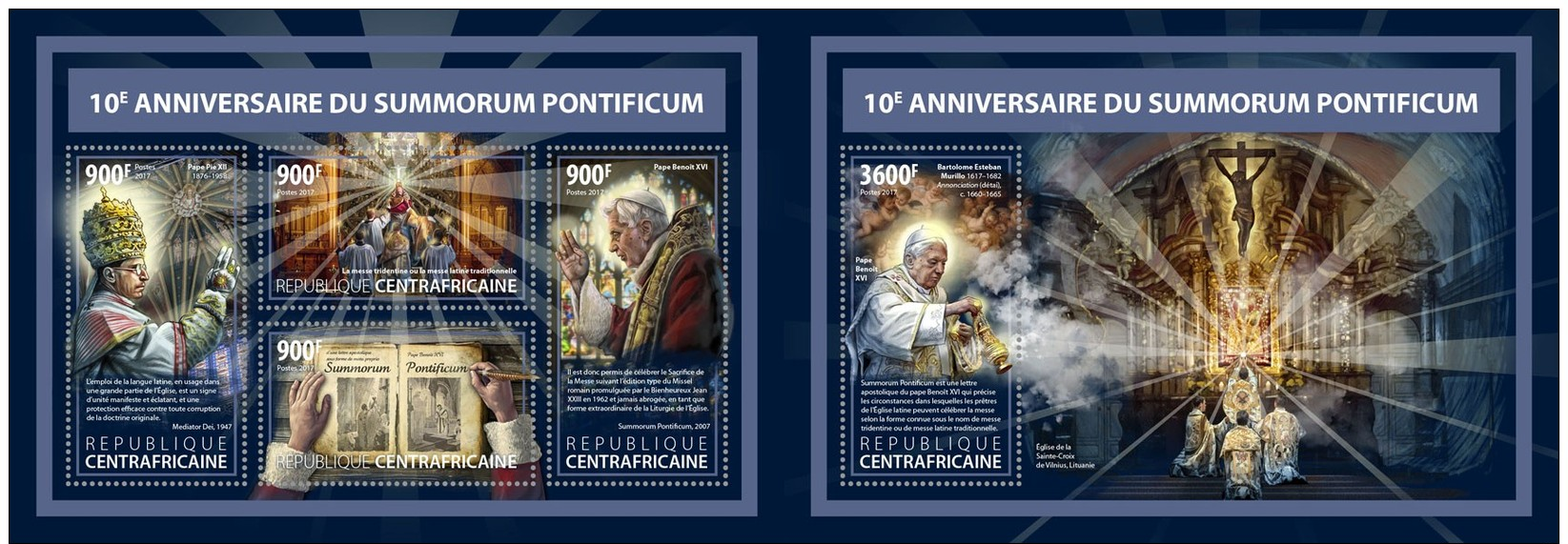 Z08 CA17615ab CENTRAL AFRICA 2017 Summorum Pontificum MNH ** Postfrisch Set - Christianisme