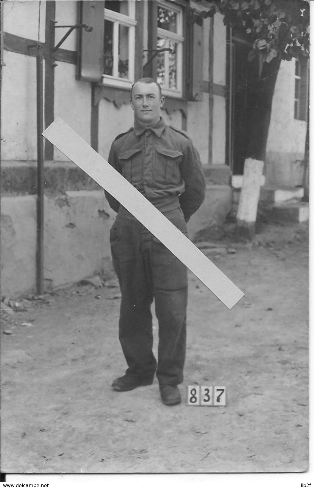 Stalag IX Suiza Baden Prisonnier Anglais Ou FFL Battle Dress Anglais N°9129 Kommando 1247 1 Carte Photo 1939-1945 Ww2 - War, Military