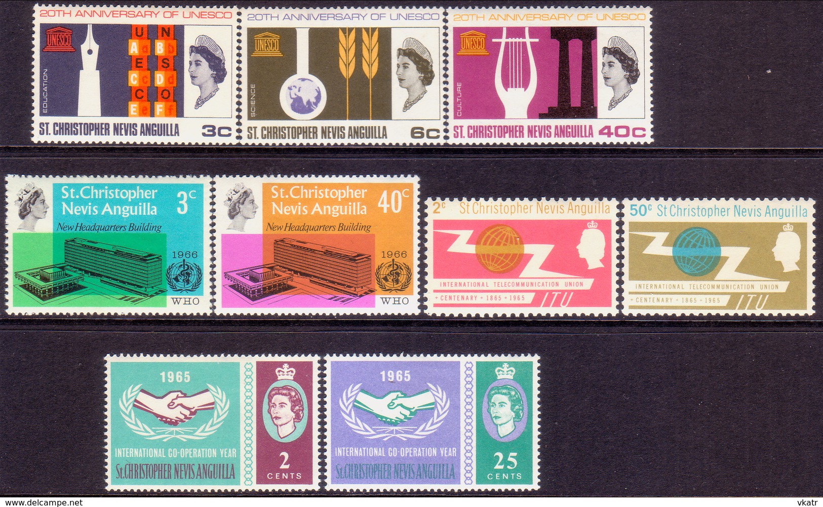 ST KITTS_NEVIS 1965-66 SG #147//65 MLH/MNH 4 Omnibus Issues - St.Christopher-Nevis-Anguilla (...-1980)