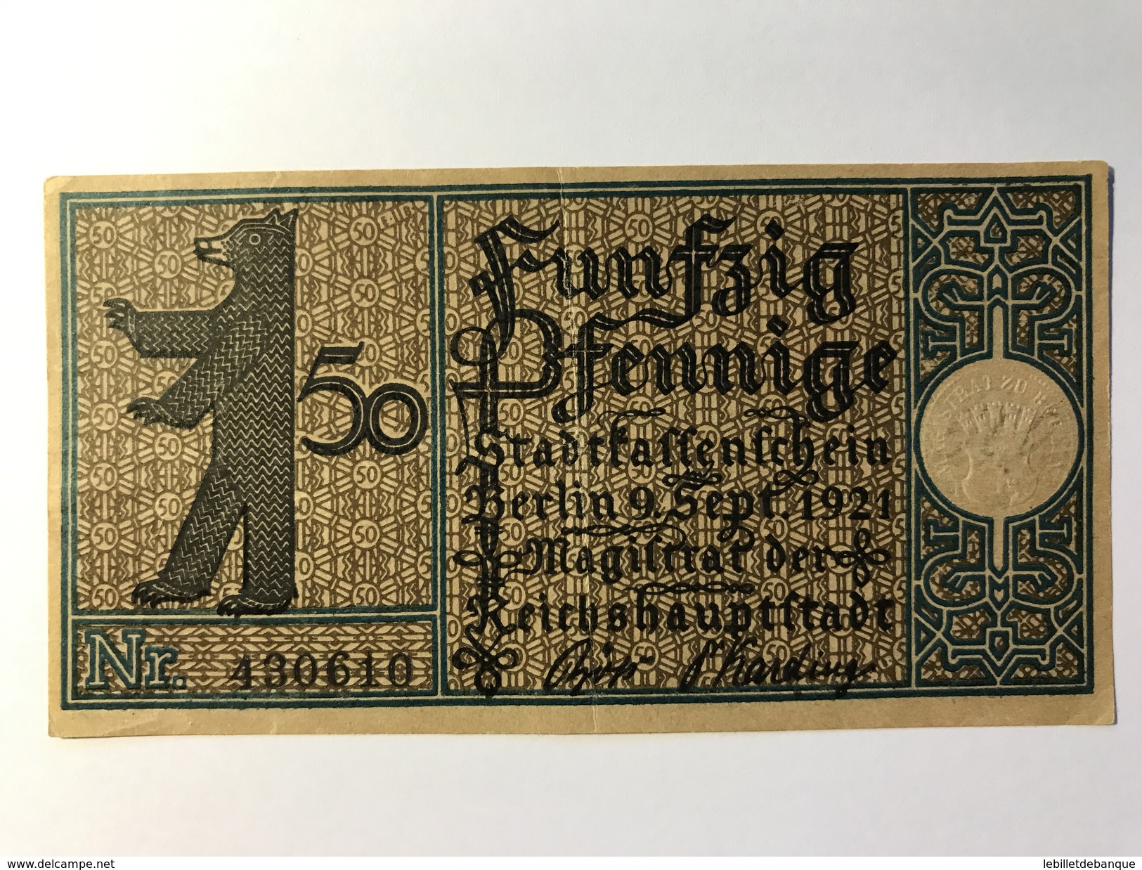 Allemagne Notgeld Berlin 50 Pfennig - Collections