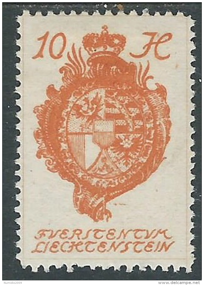 1920 LIECHTENSTEIN CASTELLO VADUZ 10 H VARIETà 0 INVERTITO MH * - R28-2 - Plaatfouten