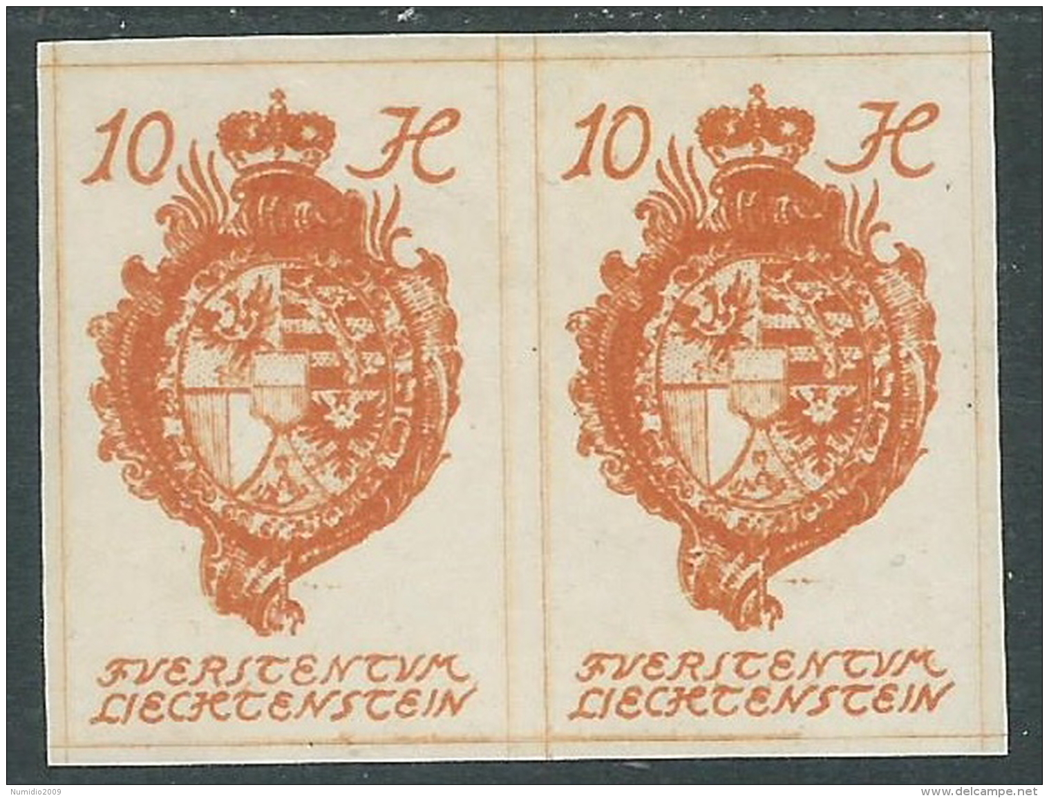 1920 LIECHTENSTEIN CASTELLO VADUZ 10 H VARIETà 0 INVERTITO MH * - R29-4 - Variétés