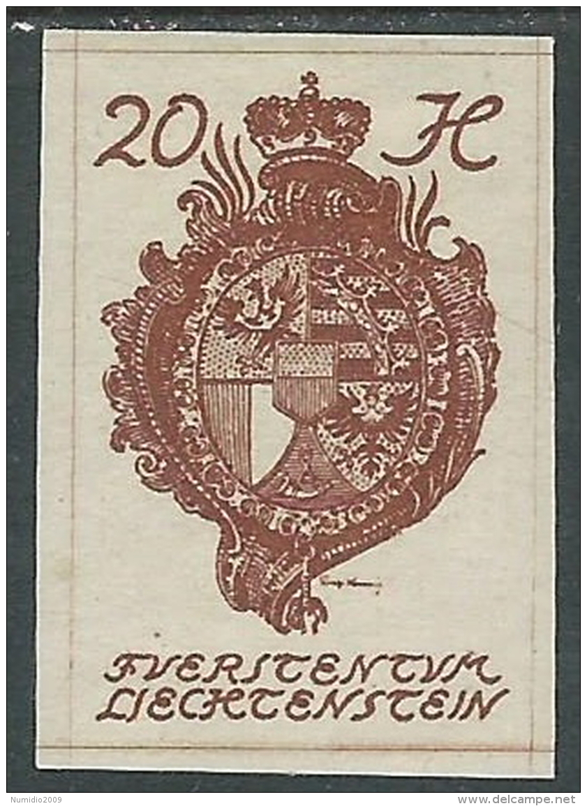 1920 LIECHTENSTEIN CASTELLO VADUZ 20 H VARIETà DOPPIA LINEA MH * - R28-7 - Variétés