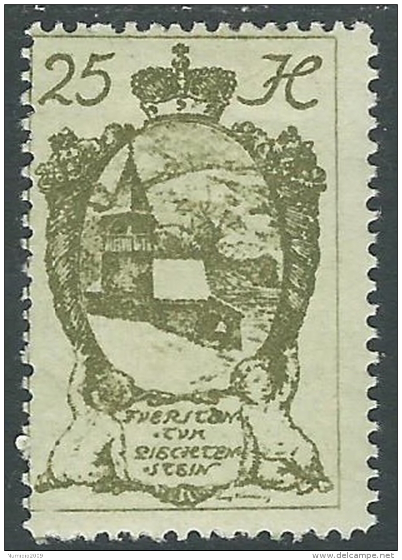 1920 LIECHTENSTEIN CASTELLO VADUZ 25 H VARIETà LETTERA E MH * - R28 - Variétés