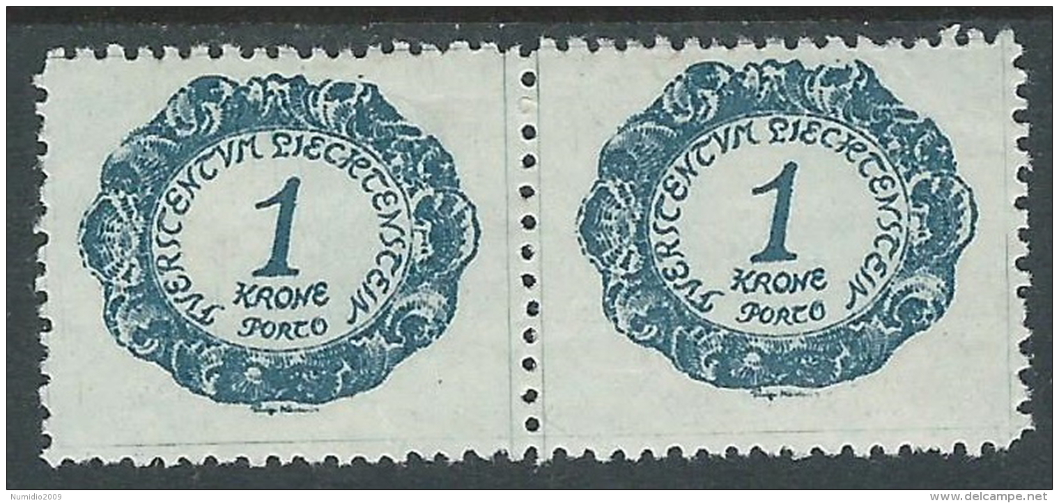 1920 LIECHTENSTEIN SEGNATASSE 1 K VARIETà LINEE MANCANTI MH * - R30-2 - Variétés