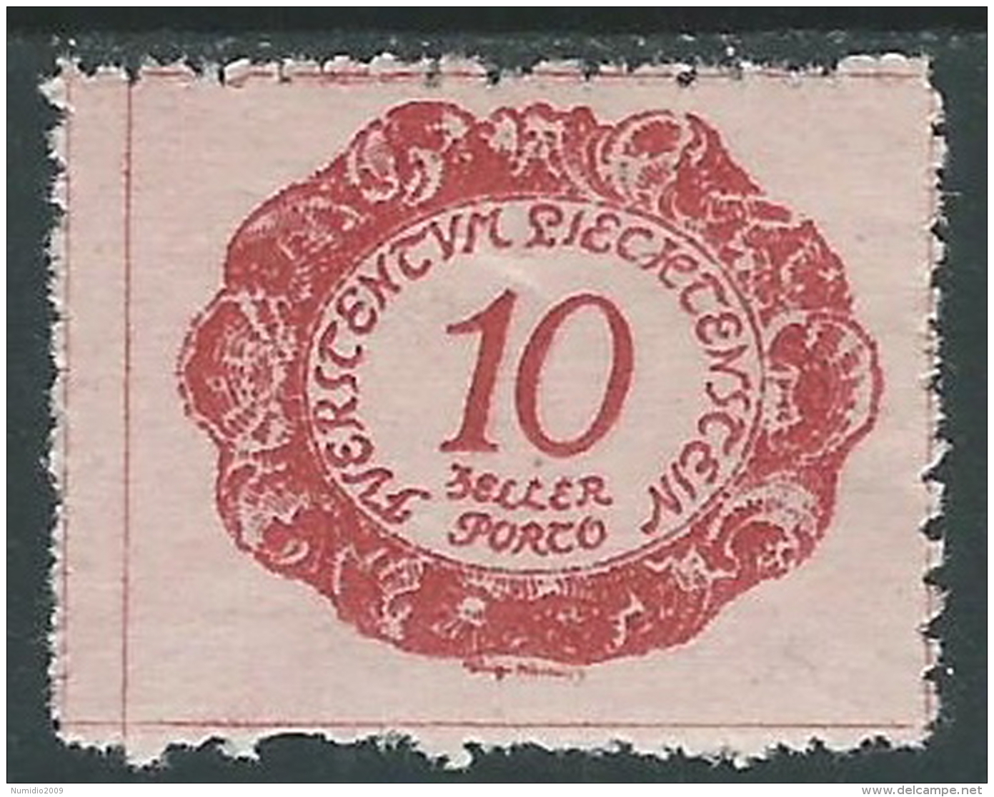 1920 LIECHTENSTEIN SEGNATASSE 10 H VARIETà DOPPIA LINEA MH * - R29-3 - Variétés