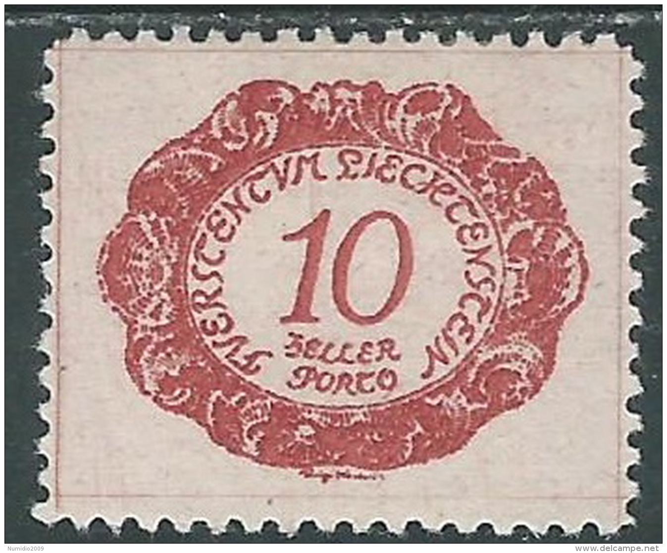 1920 LIECHTENSTEIN SEGNATASSE 10 H VARIETà LINEA SOTTO O DI PORTO MH * - R29-6 - Variétés