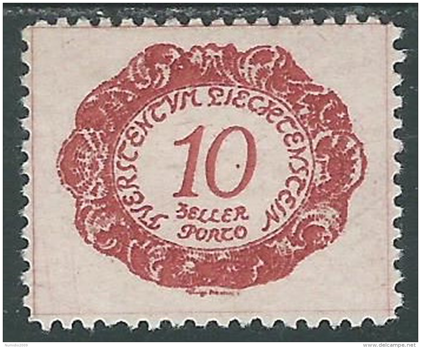 1920 LIECHTENSTEIN SEGNATASSE 10 H VARIETà PUNTO DENTRO 0 DI 10 MH * - R29-5 - Variétés