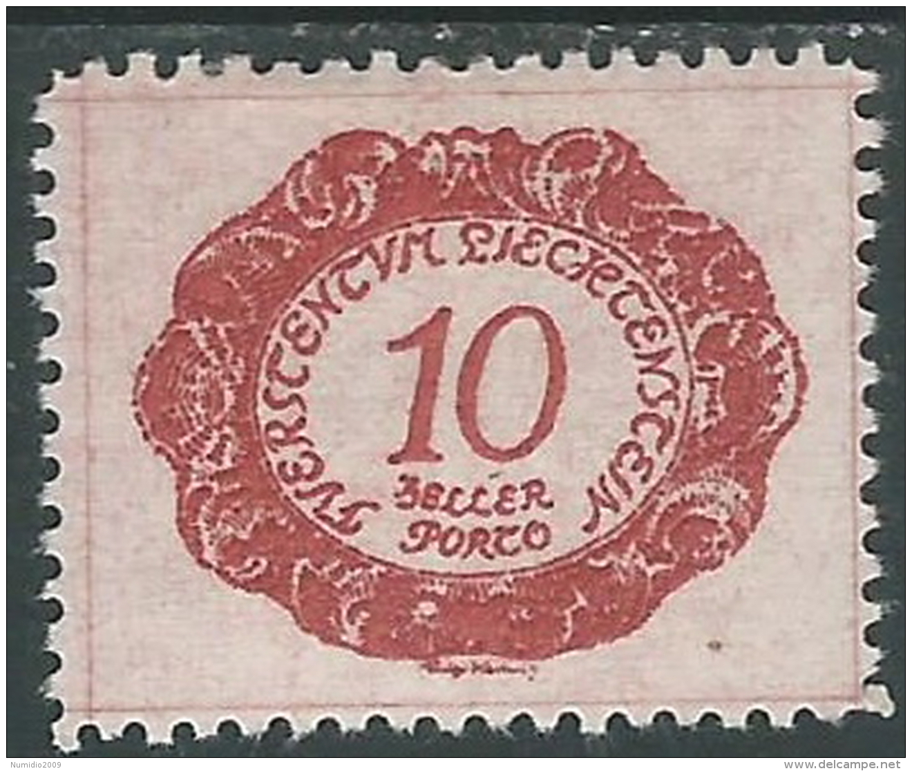 1920 LIECHTENSTEIN SEGNATASSE 10 H VARIETà PUNTO SOTTO 0 DI 10 MH * - R29-9 - Variétés