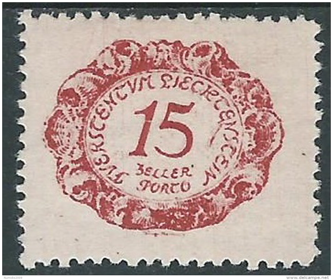 1920 LIECHTENSTEIN SEGNATASSE 15 H VARIETà 1 DI 15 E LINEA SOTTO E MH * - R30 - Errores & Curiosidades