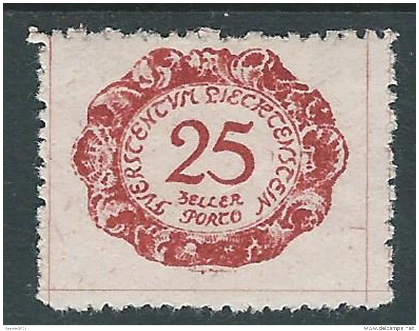 1920 LIECHTENSTEIN SEGNATASSE 25 H VARIETà LINEA VICINO 5 DI 25 MH * - R30-2 - Errors & Oddities